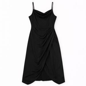 Open Edit black spaghetti strap draped neckline cocktail dress women’s Large